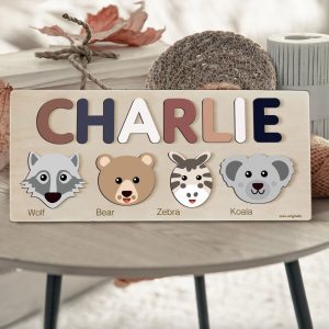 Personalized Wooden Name Puzzle with Animals - Set3 - Image 7