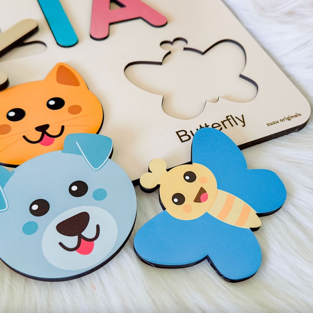 Personalized Wooden Name Puzzle with Animals - Set6 - Image 4