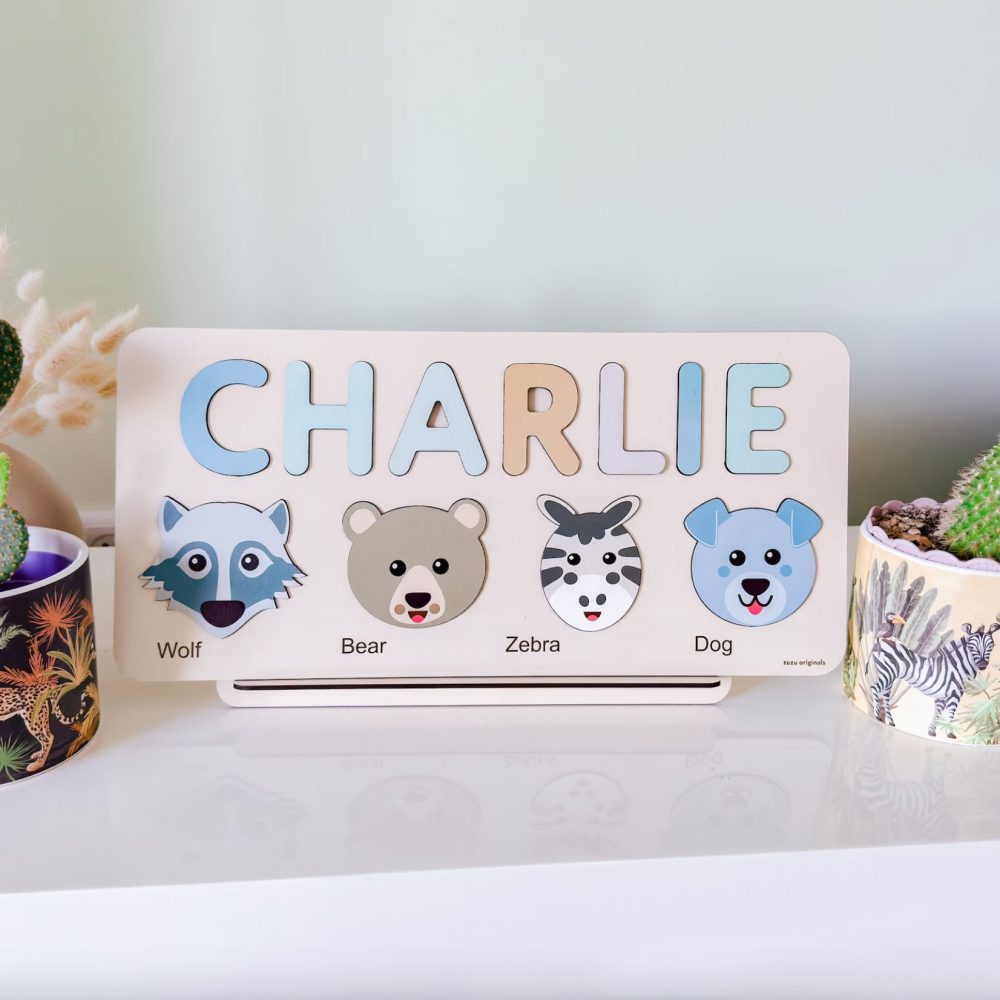 Personalized Wooden Name Puzzle with Animals - Set6 - Image 7