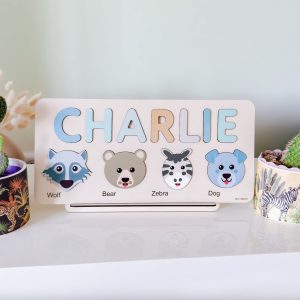 Personalized Wooden Name Puzzle with Animals - Set6 - Image 7
