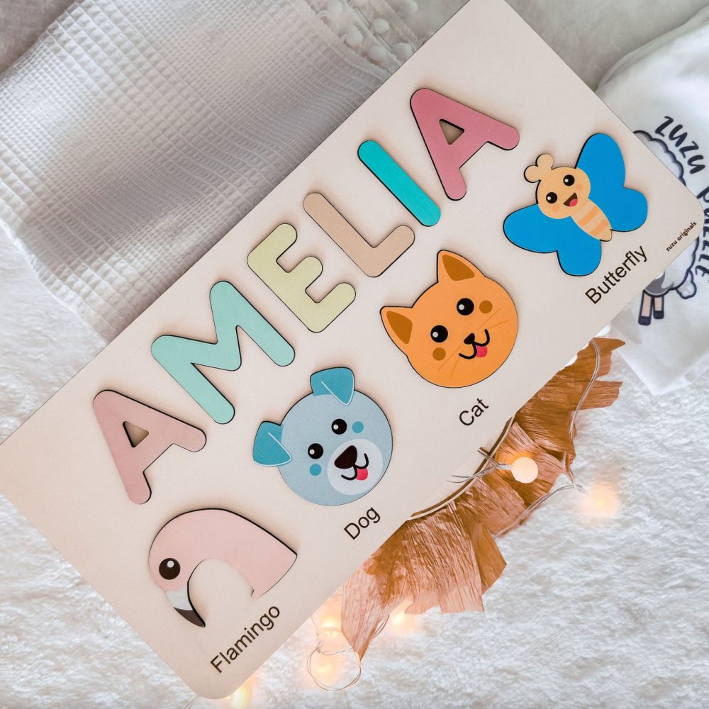 Personalized Wooden Name Puzzle with Animals - Set10 - Image 4