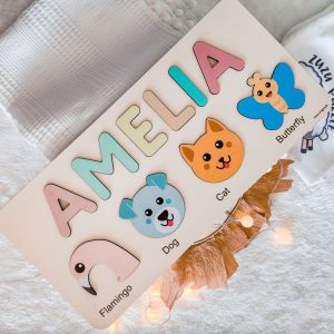 Personalized Wooden Name Puzzle with Animals - Set10 - Image 4