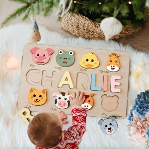 Personalized Wooden Name Puzzle with Animals - Set1 - Image 4