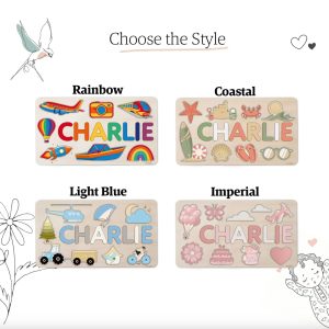 Personalized Busy Board Wooden Name Puzzle - Rainbow - Image 8