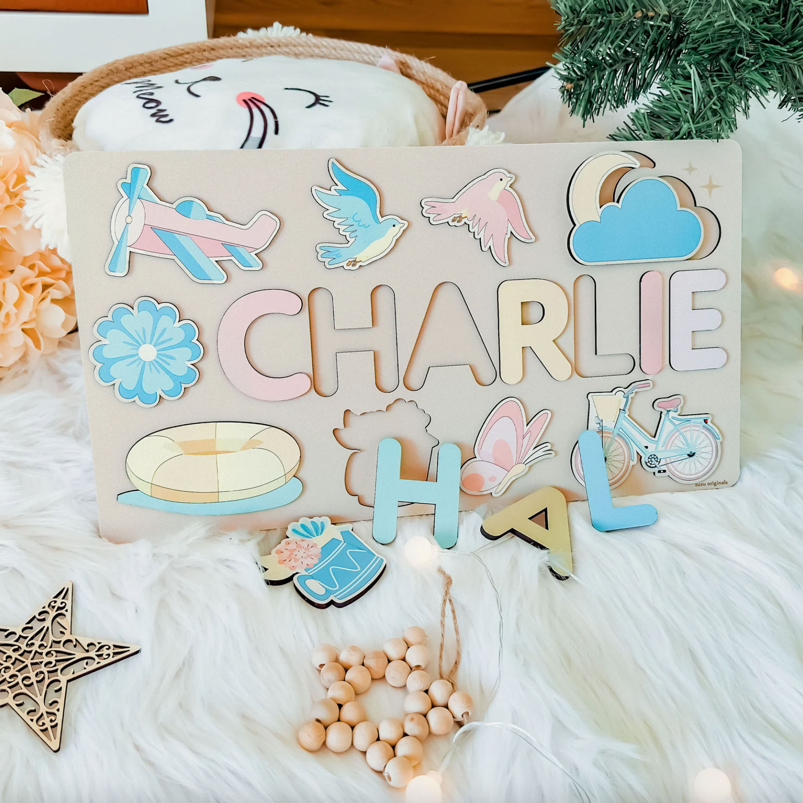 co-c2 Personalized Busy Board Wooden Name Puzzle - Spring - Image 2