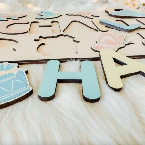 Personalized Busy Board Wooden Name Puzzle - Spring - Image 7