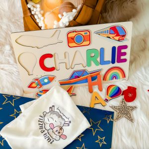 Personalized Busy Board Wooden Name Puzzle - Fiesta - Image 2