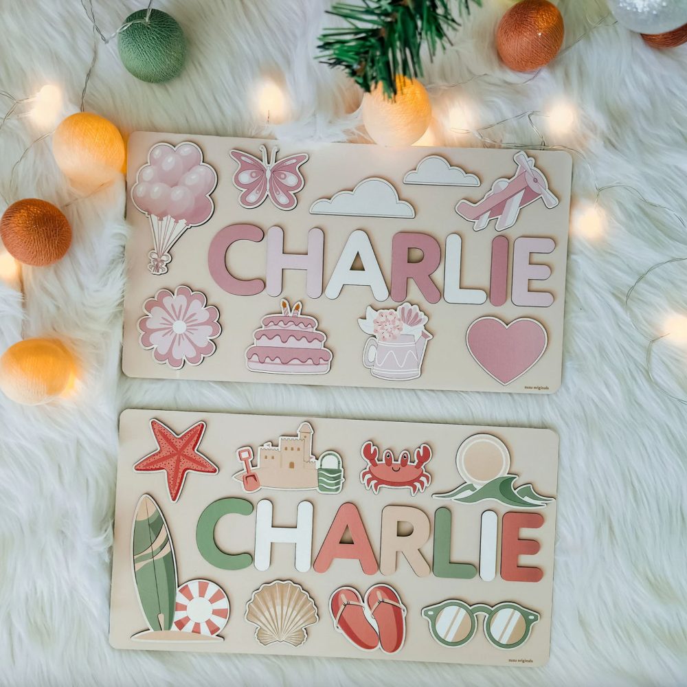 Personalized Busy Board Wooden Name Puzzle - Light Blue - Image 2
