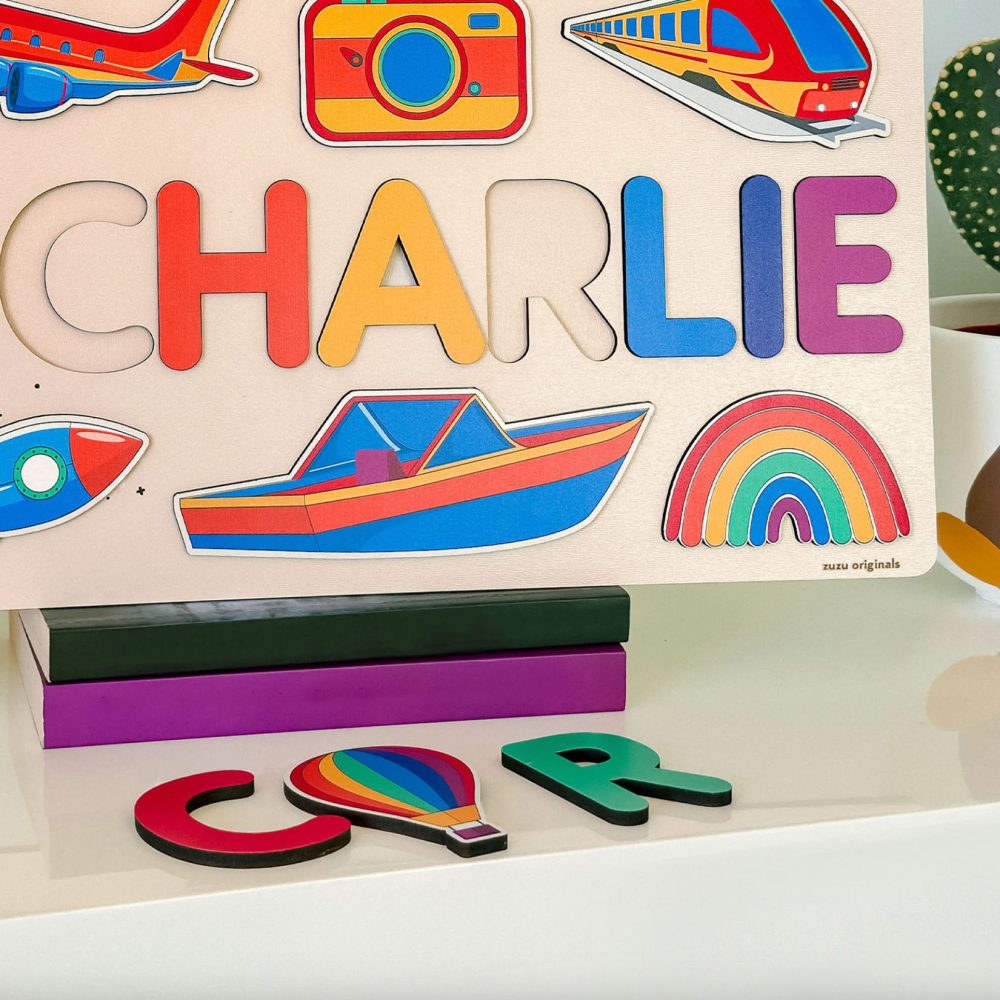 Personalized Busy Board Wooden Name Puzzle - Rainbow - Image 7