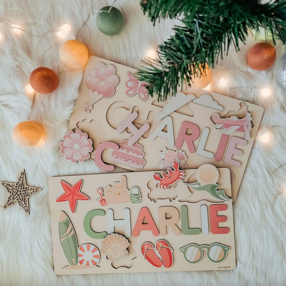 Personalized Busy Board Wooden Name Puzzle - Coastal - Image 2