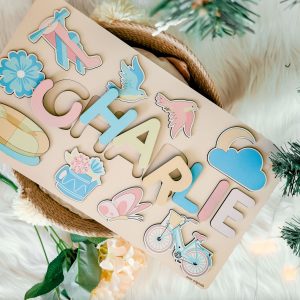 Personalized Busy Board Wooden Name Puzzle - Light Blue - Image 5