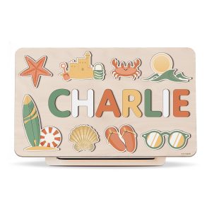Personalized Busy Board Wooden Name Puzzle - Coastal