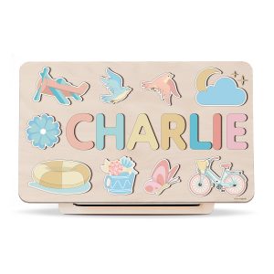 Personalized Busy Board Wooden Name Puzzle - Spring