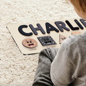 Personalized Wooden Name Puzzle with Numbers - Black Rose - Image 4