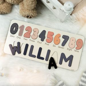 Personalized Wooden Name Puzzle with Numbers - Black Rose - Image 7