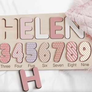 Personalized Wooden Name Puzzle with Numbers - Imperial - Image 2