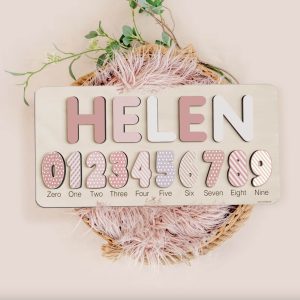 Personalized Wooden Name Puzzle with Numbers - Imperial - Image 7