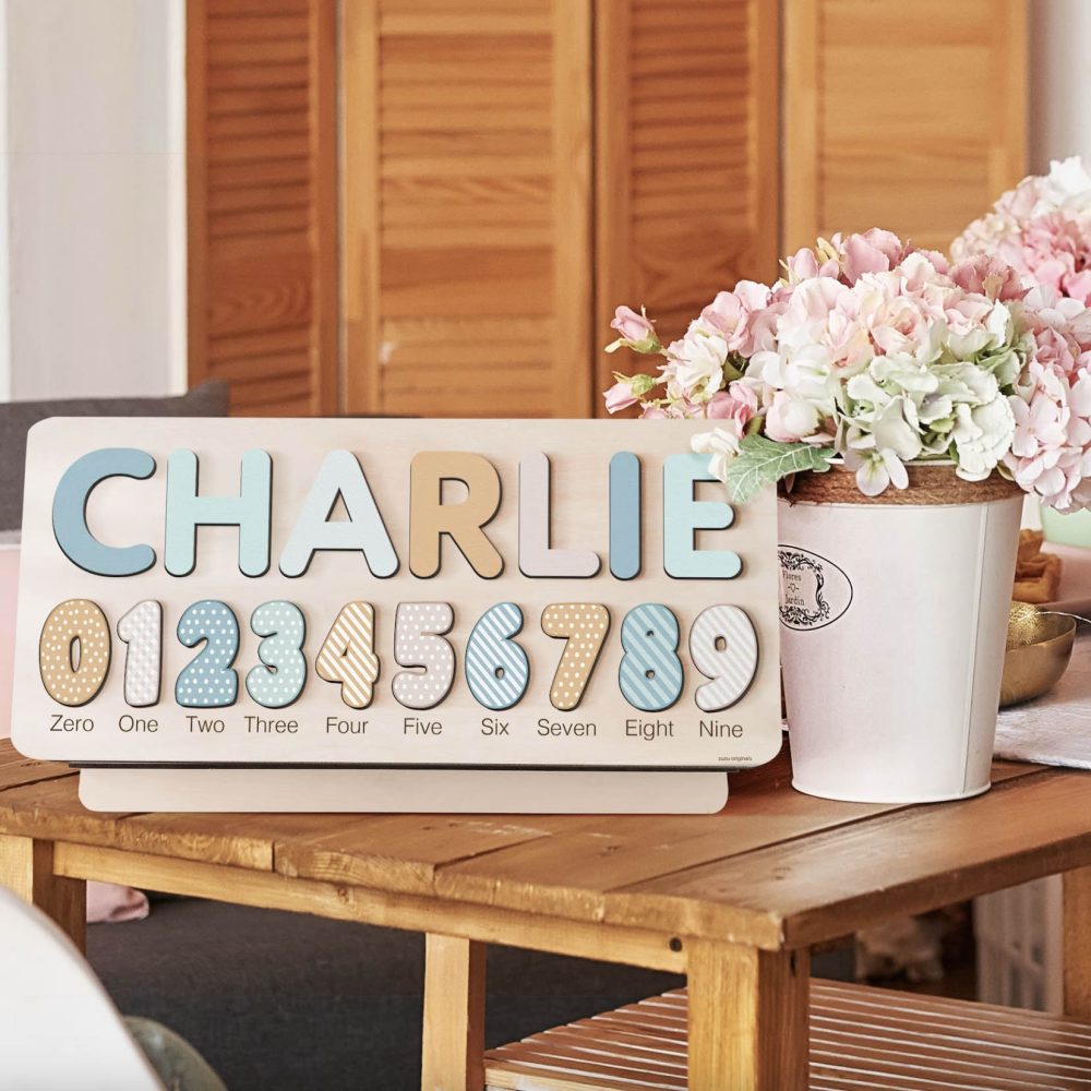 Personalized Wooden Name Puzzle with Numbers - Rainbow - Image 7