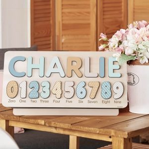 Personalized Wooden Name Puzzle with Numbers - Siesta - Image 2