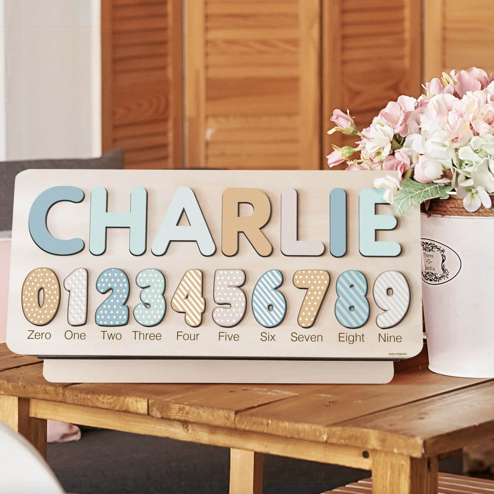mp3-v1 Personalized Wooden Name Puzzle with Numbers - Siesta - Image 2