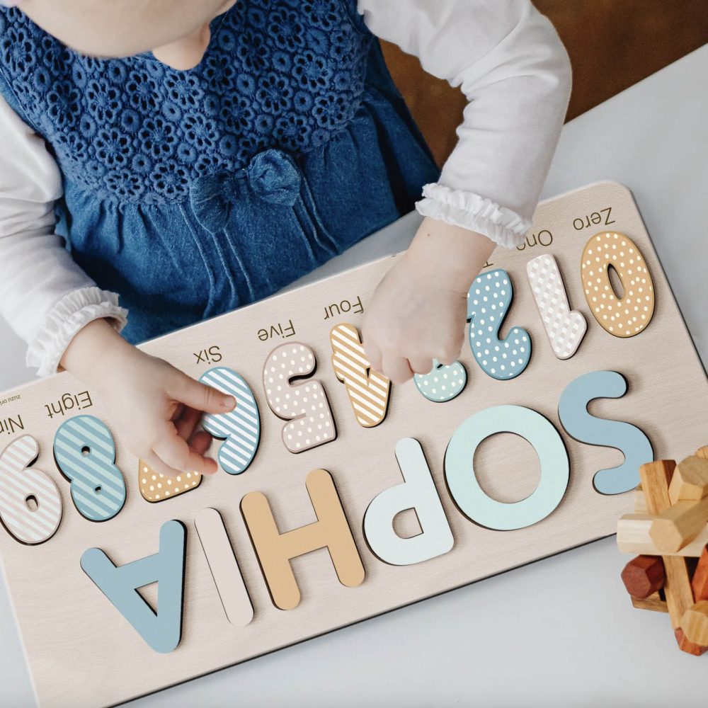 Personalized Wooden Name Puzzle with Numbers - Siesta - Image 3