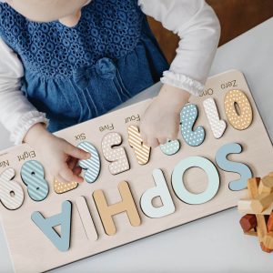 Personalized Wooden Name Puzzle with Numbers - Siesta - Image 3