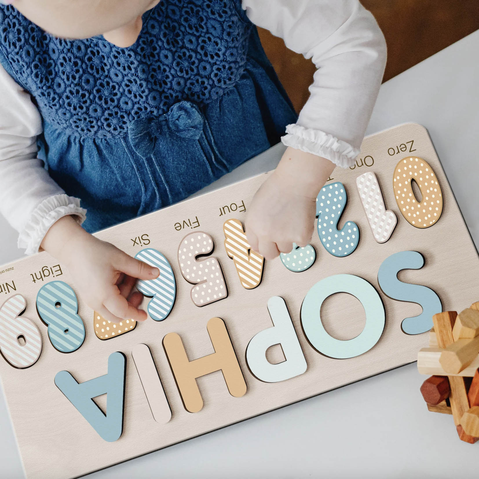 mp3-v2 Personalized Wooden Name Puzzle with Numbers - Siesta - Image 3