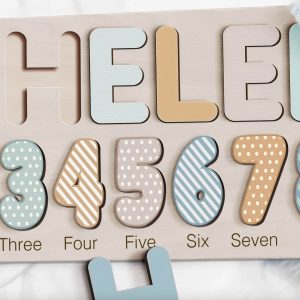 Personalized Wooden Name Puzzle with Numbers - Siesta - Image 7