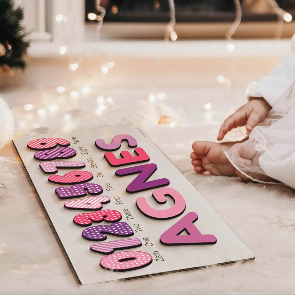 Personalized Wooden Name Puzzle with Numbers - Berries - Image 3