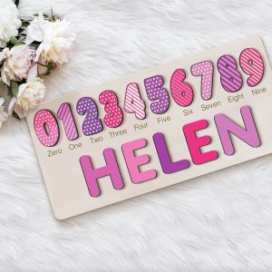 Personalized Wooden Name Puzzle with Numbers - Berries - Image 5