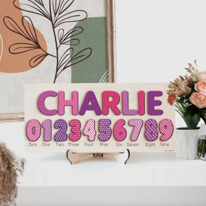 Personalized Wooden Name Puzzle with Numbers - Berries - Image 6