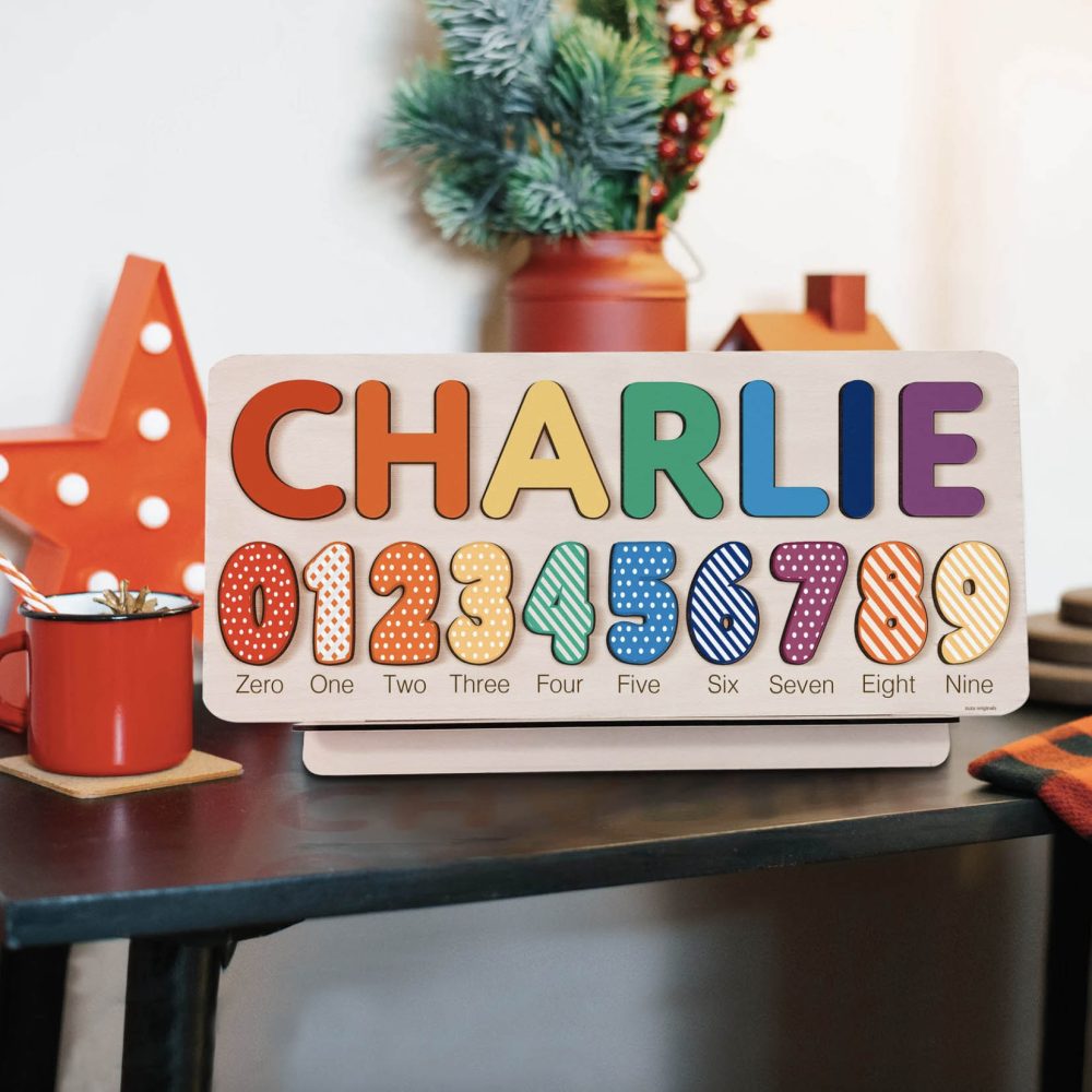 Personalized Wooden Name Puzzle with Numbers - Berries - Image 7