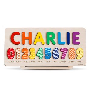 Personalized Wooden Name Puzzle with Numbers - Rainbow