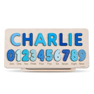 Personalized Wooden Name Puzzle with Numbers - Ocean