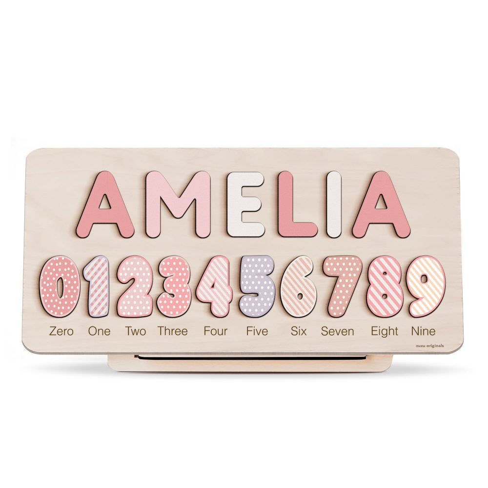 Personalized Wooden Name Puzzle with Numbers - Imperial - Image 1