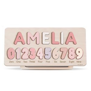 Personalized Wooden Name Puzzle with Numbers - Imperial