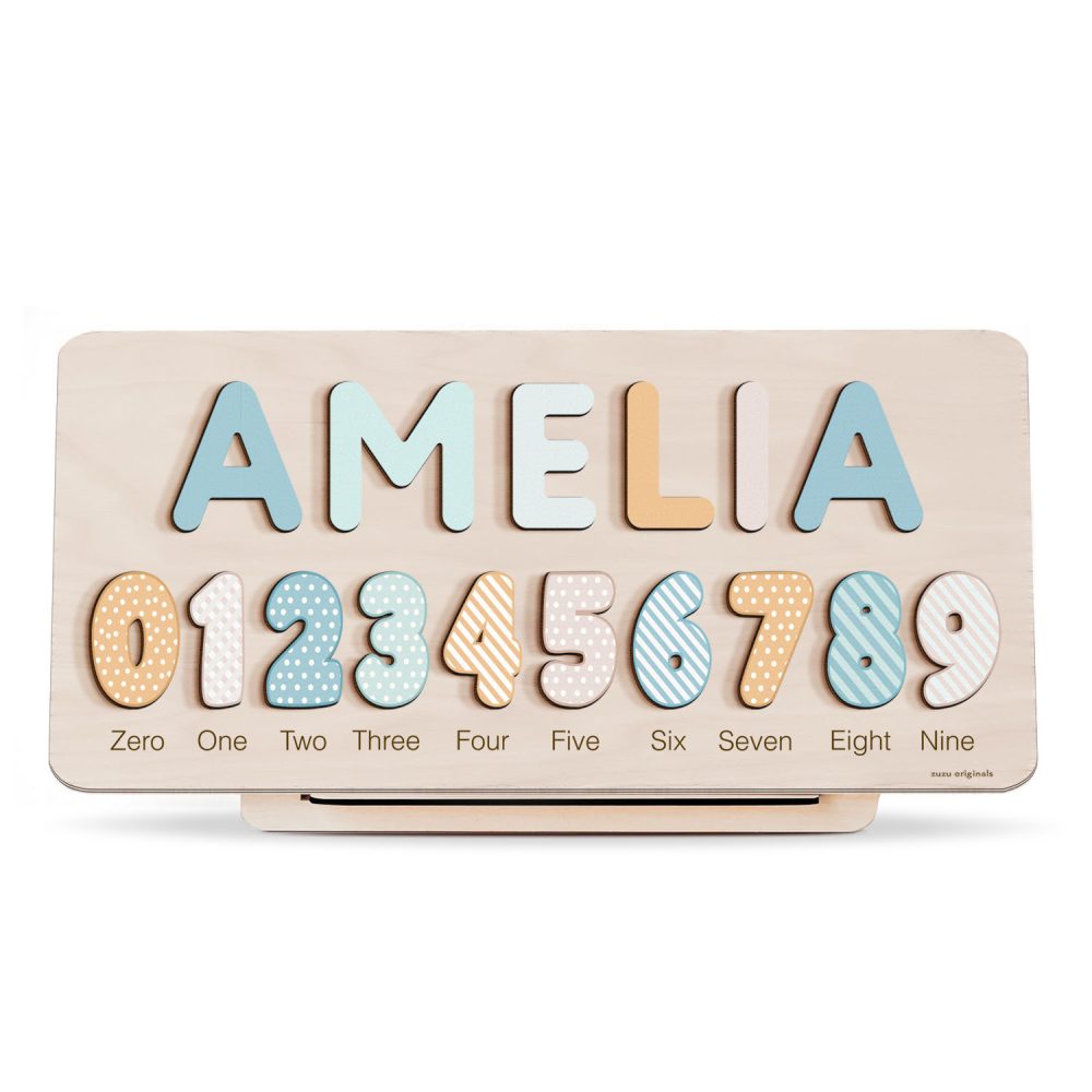 Personalized Wooden Name Puzzle with Numbers - Siesta - Image 1