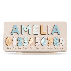 Personalized Wooden Name Puzzle with Numbers - Siesta