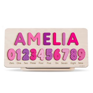 Personalized Wooden Name Puzzle with Numbers - Berries